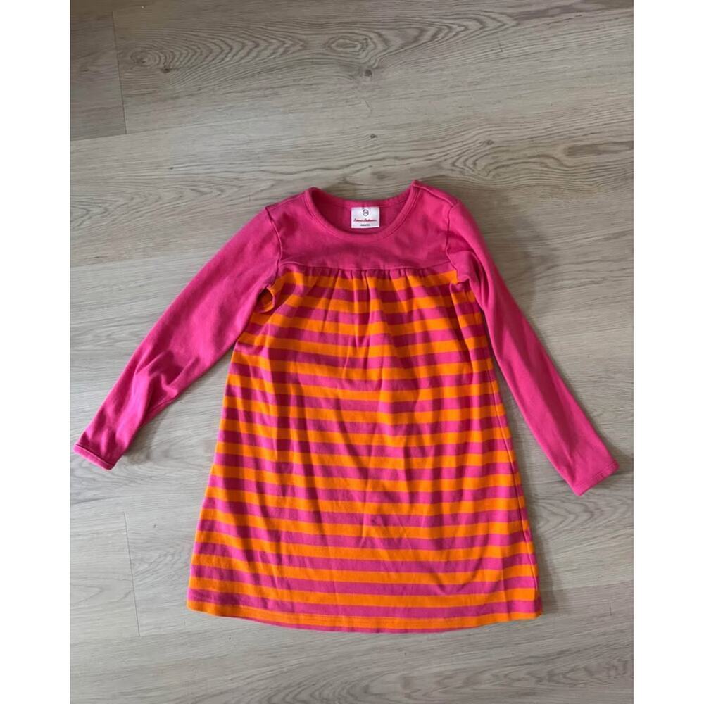 Hanna Andersson Girls Size 120 (US 6-7) Orange & Pink Long Sleeve Dress
